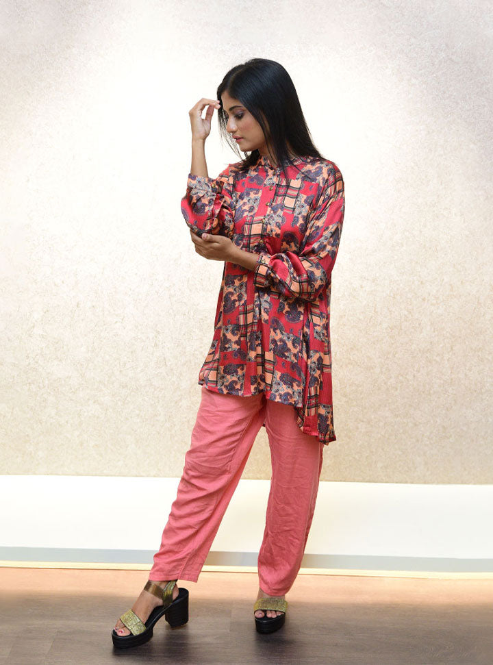 Red fusion printed casual shirt