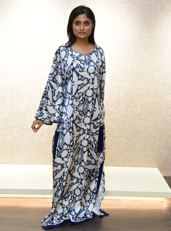 Flared hands printed long dress