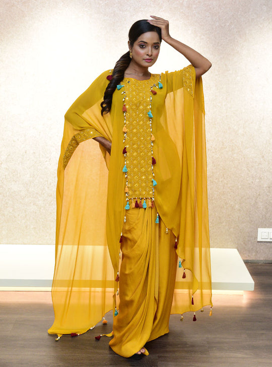 Yellow stylish women designer party wear