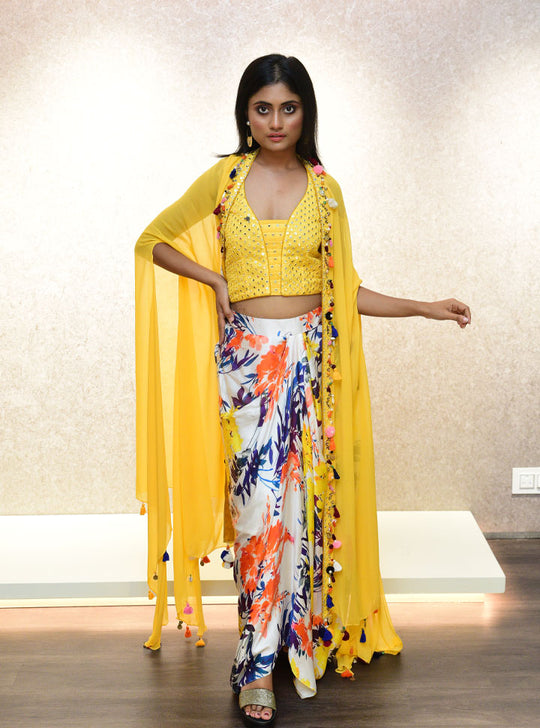 Yellow exotic women 3pc outfit