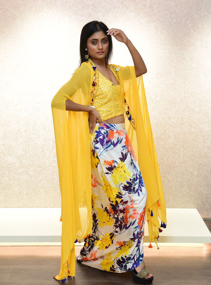 Yellow exotic women 3pc outfit