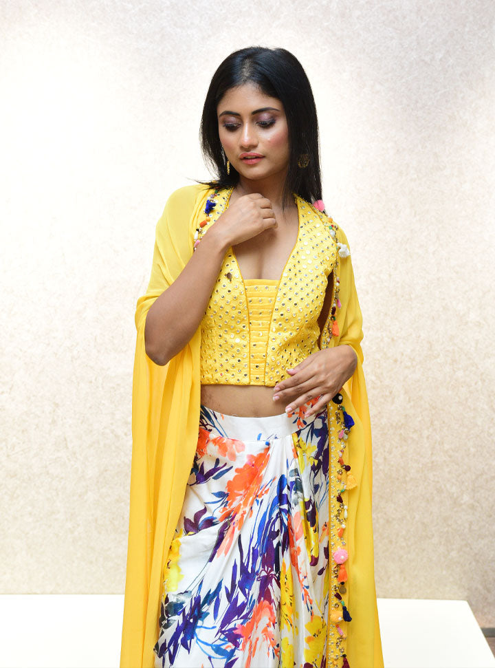 Yellow exotic women 3pc outfit