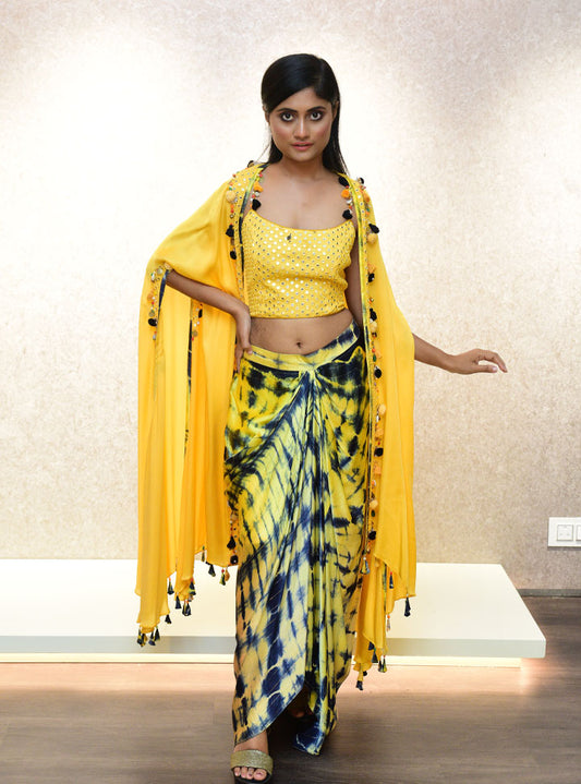 Yellow printed 3pc outfit for women