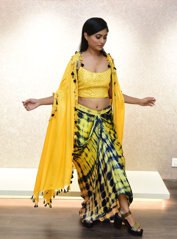 Yellow printed 3pc outfit for women