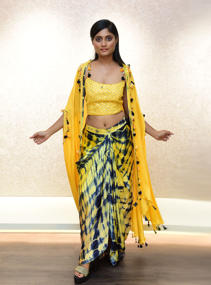 Yellow printed 3pc outfit for women