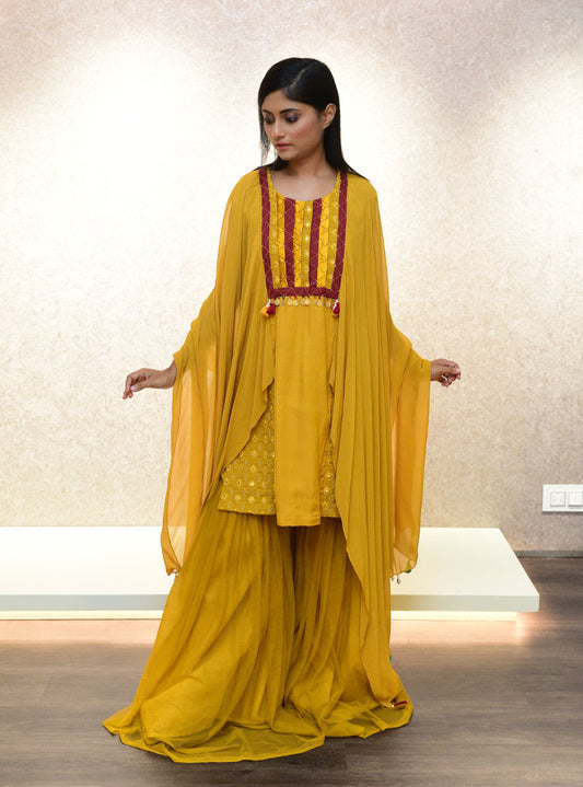 Gorgeous yellow 3pc sharara suit