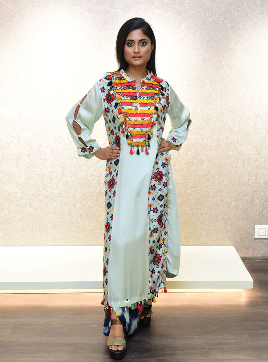 Multicolored women designer long dress