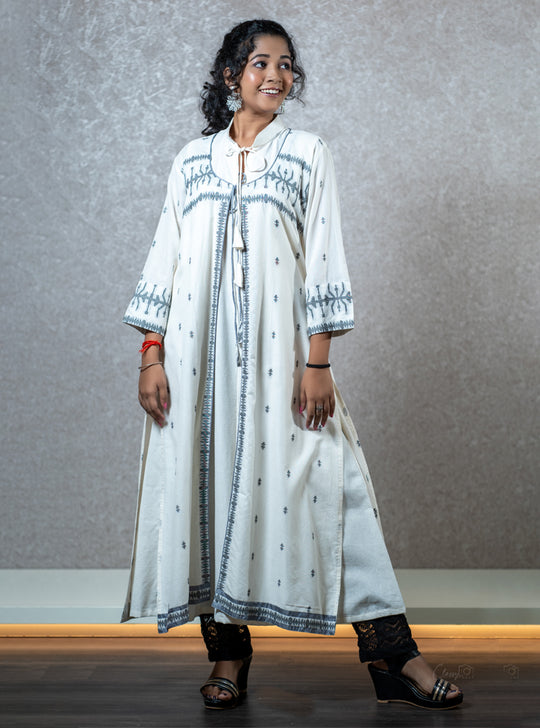 White knotted long kurti