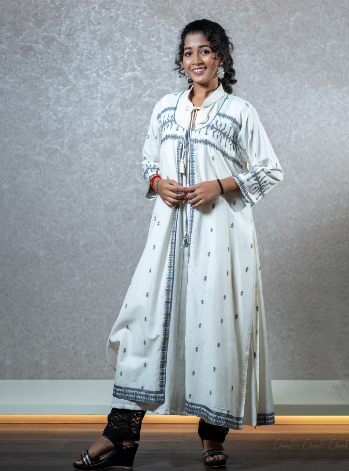 White knotted long kurti