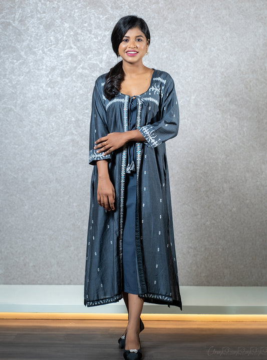 Midnight blue knotted long kurti