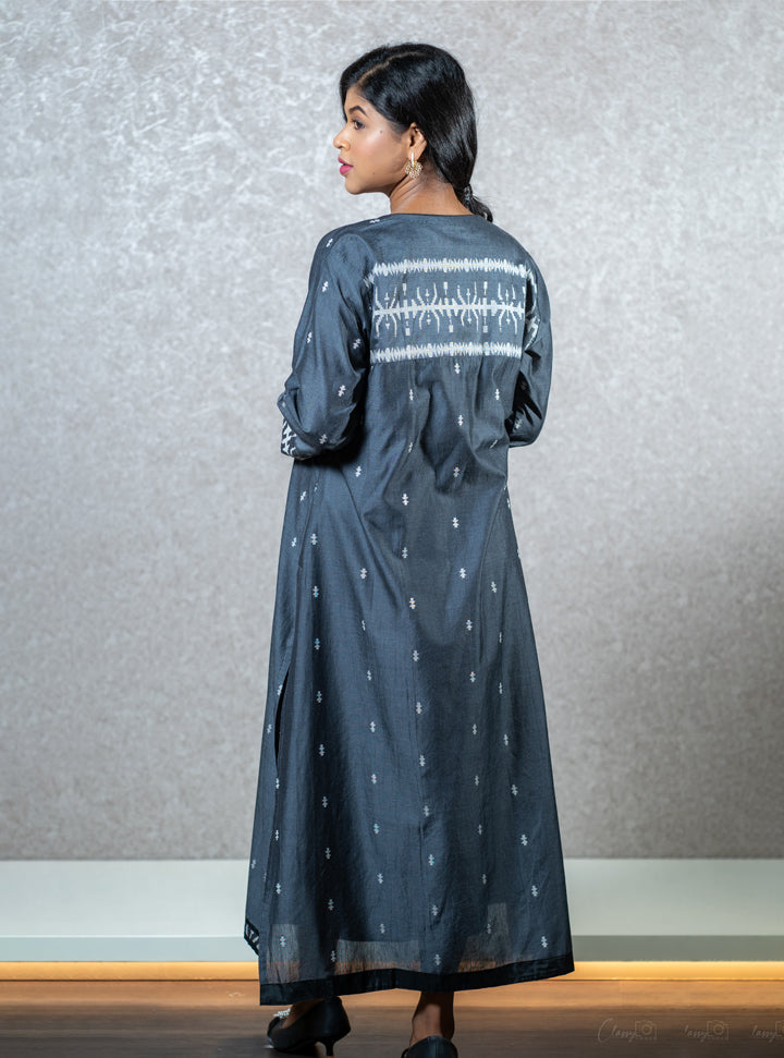 Midnight blue knotted long kurti