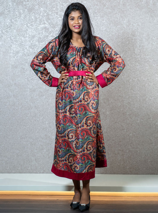 Multi-coloured kalamkari printed long kurti