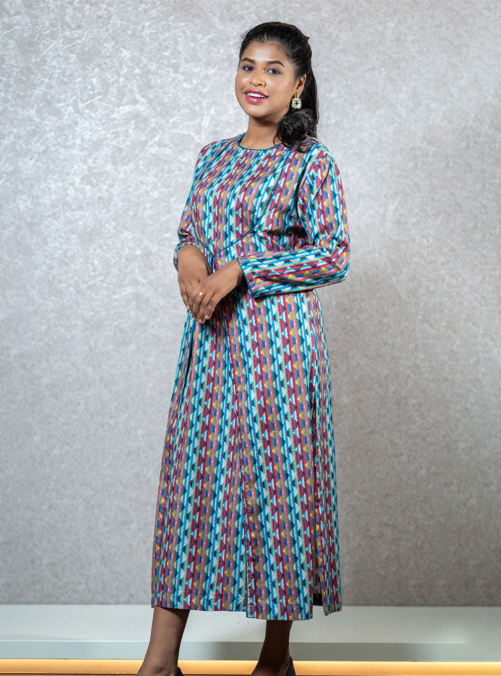 Multi colored front cut layered kurti