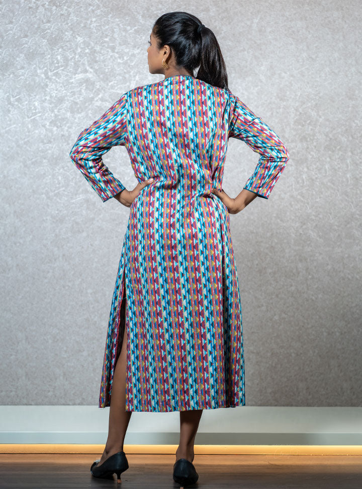 Multi colored front cut layered kurti