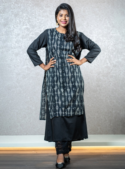 Ethnic printed blue long kurti