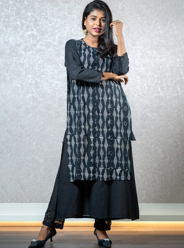 Ethnic printed blue long kurti