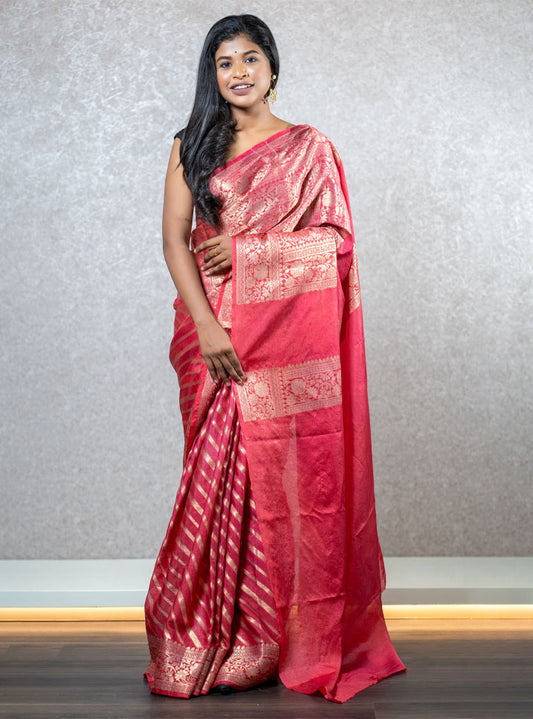 Red ethnic golden border designer saree