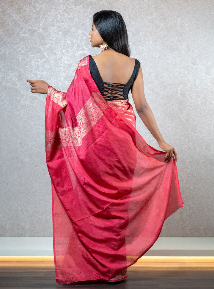 Red ethnic golden border designer saree